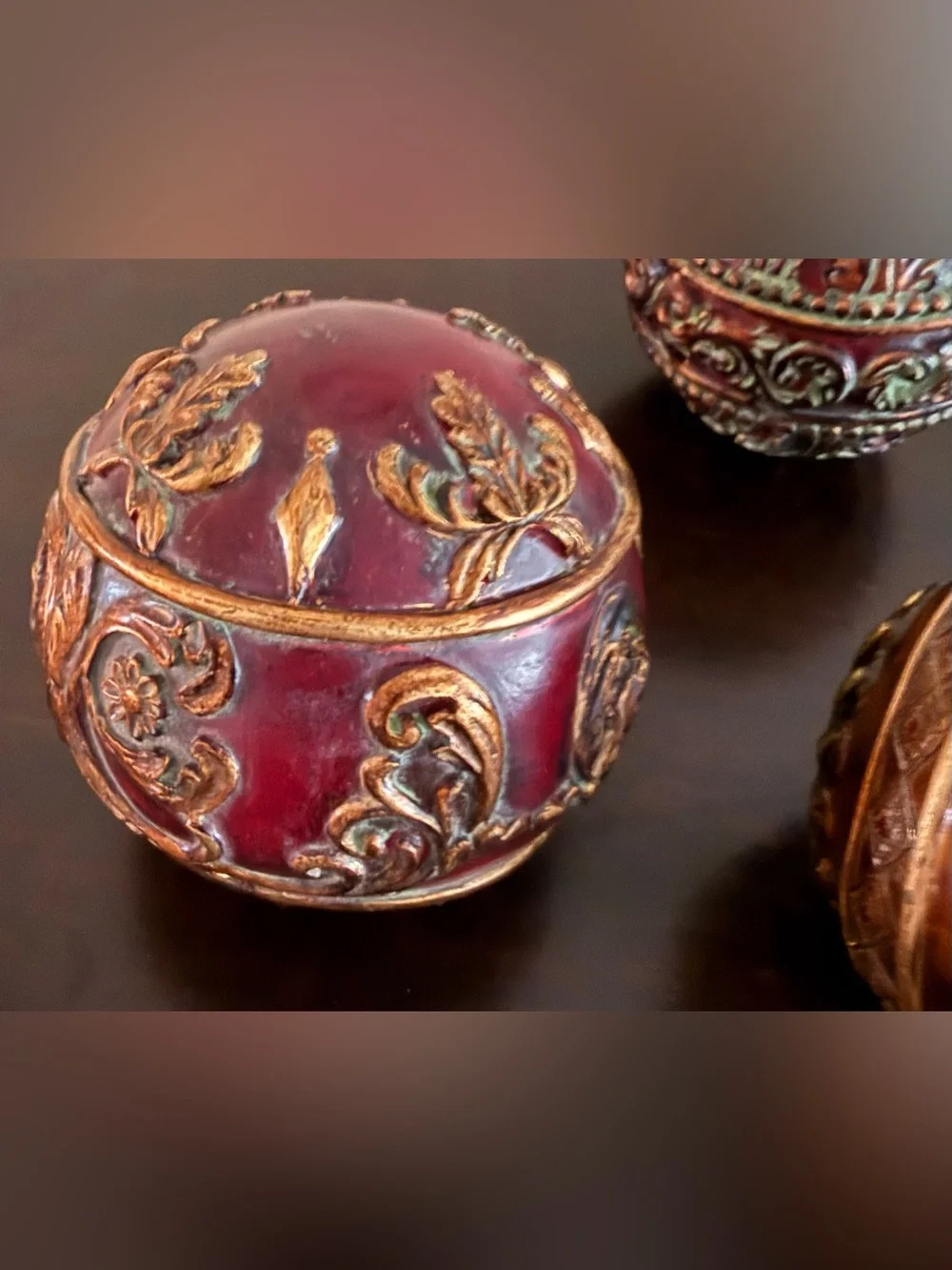 Pier 1 Imports Ornate Decorative Orb Set of 3 | Embossed Spheres | Vintage